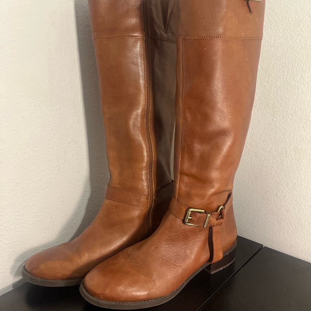 INC Brown Leather Knee-High Boots - Picture 2 of 5
